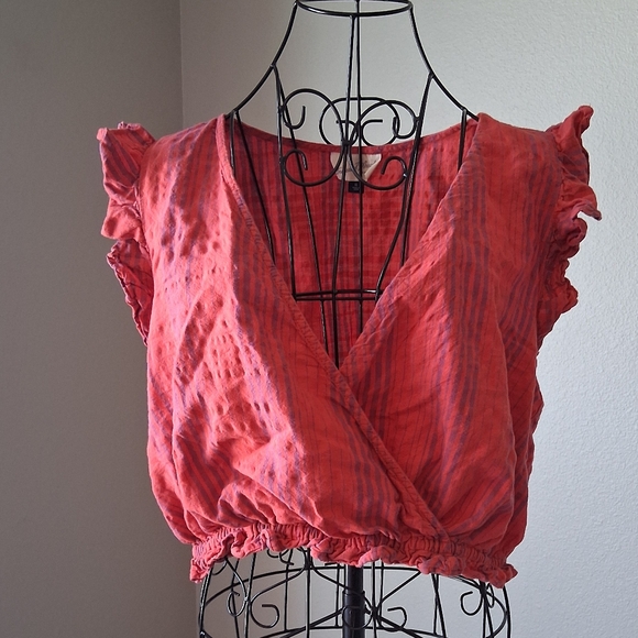 Red Ruffled Crop Top - Picture 1 of 4